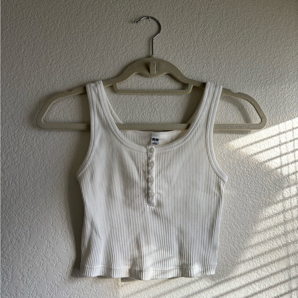 Ribbed Henley Crop Tank